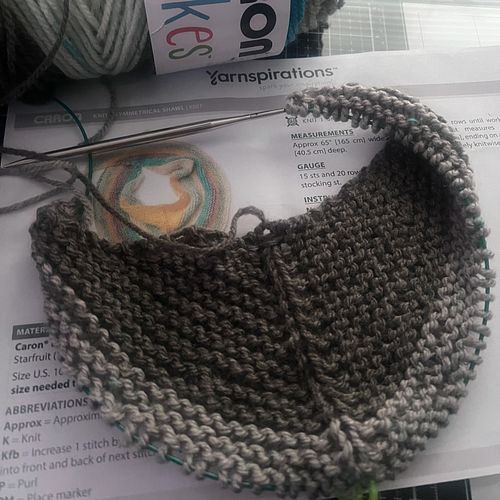 My first pattern! and just like that, Im a knitter! Asymmetrical shawl pattern from Yarnspirations #yarn #yarnaddict #yarnlov...