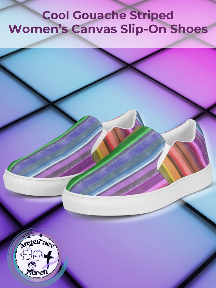 Cool Gouache Striped Women's Slip-On Canvas Shoes product image (1)