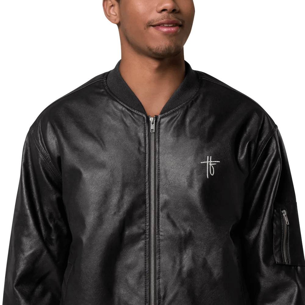 TF Threadfast Apparel Faux Leather Bomber Jacket product image (6)