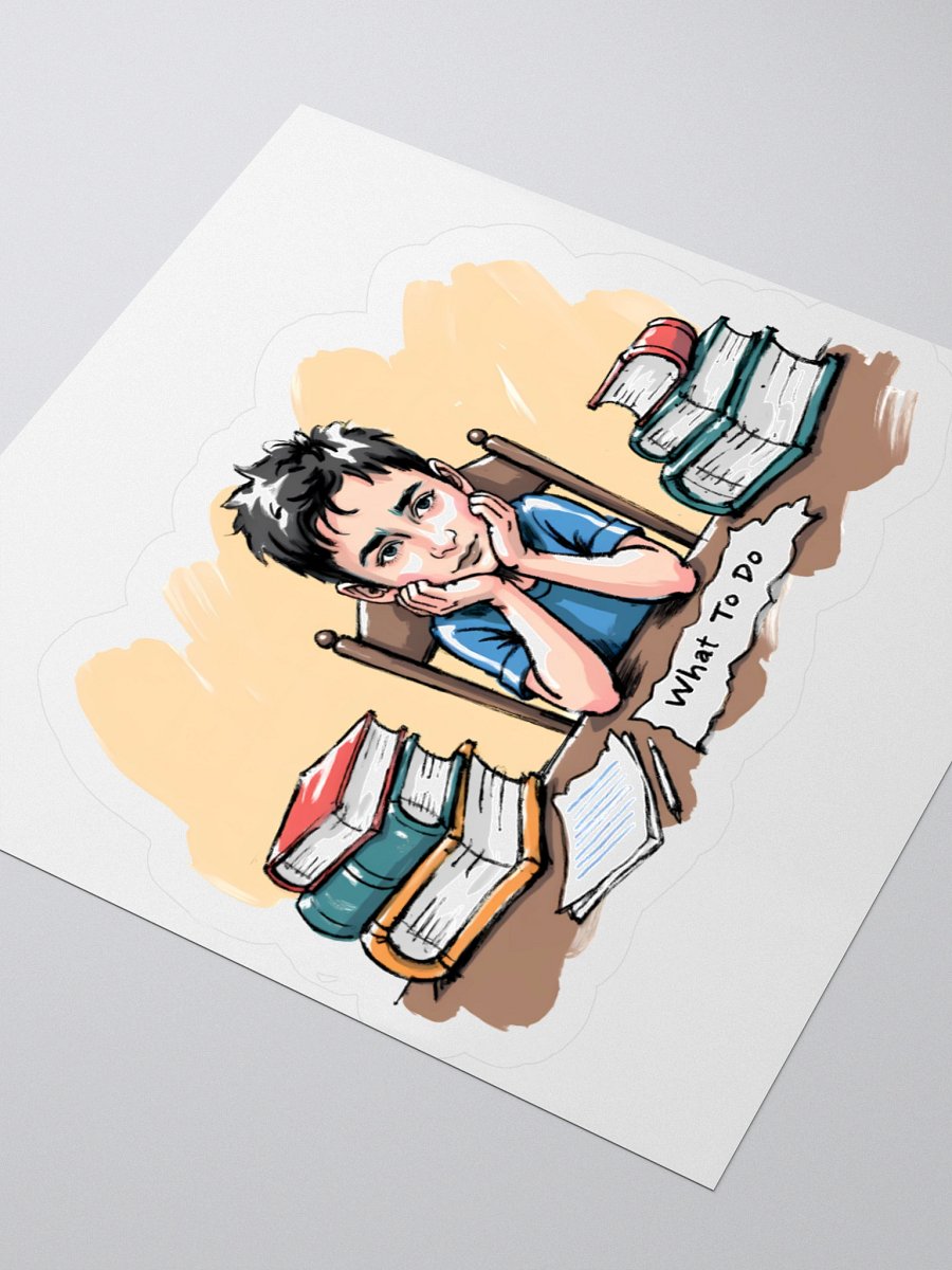Diligent Student Contemplating Homework Sticker product image (7)