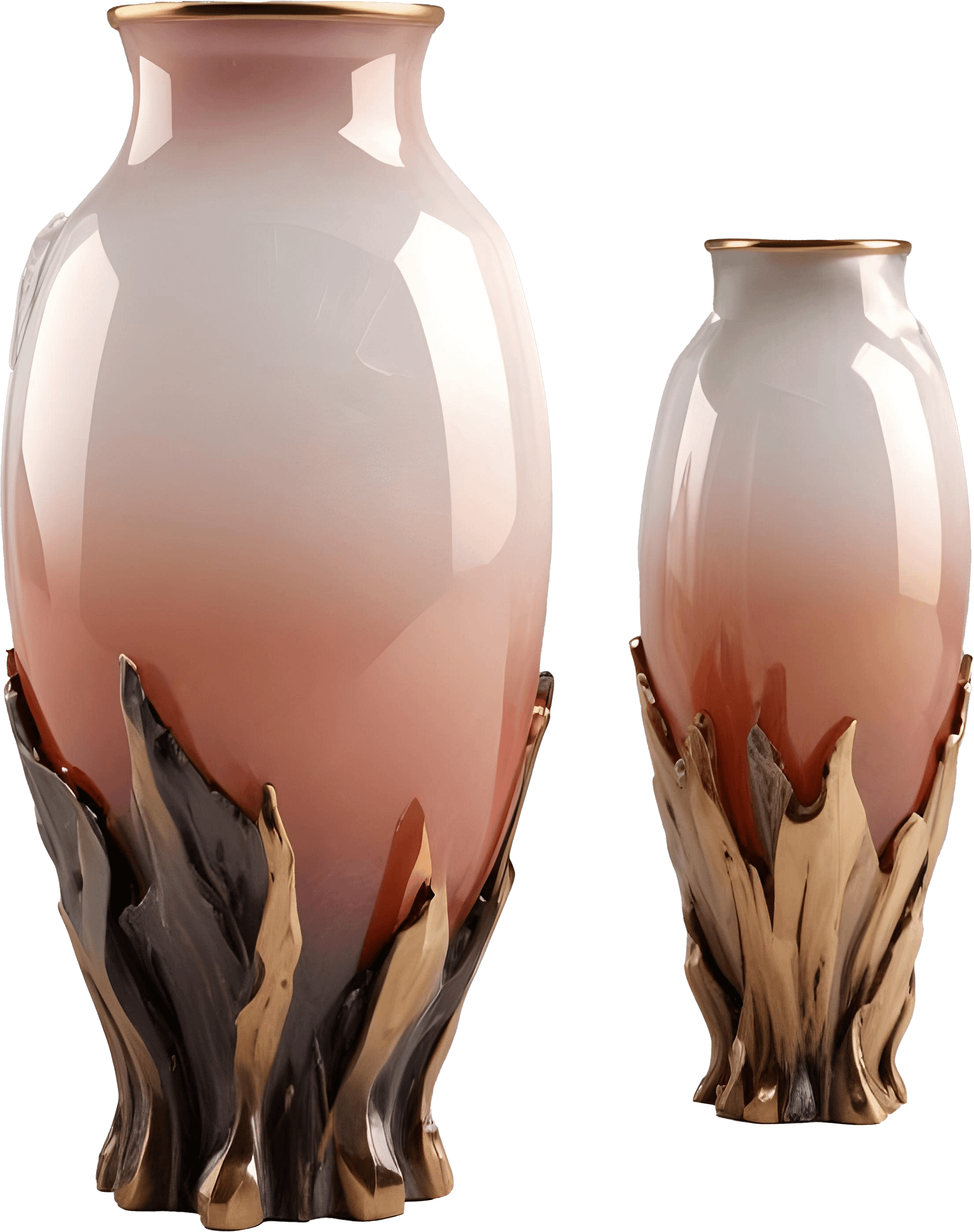Golden Flame – Dual Luxurious Vases PNG product image (1)