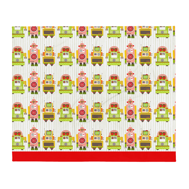 Large Print Atomic Robot Party - Blanket Green Stripes and Red product image (2)