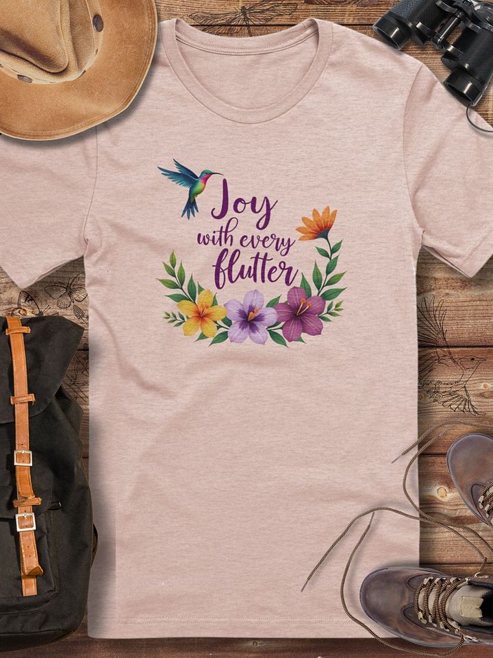 Joyful Flutter Hummingbird T-Shirt, Floral Nature Tee, Inspirational Boho Shirt, Bird Lover Gift, Vibrant Wildflower Design product image (1)
