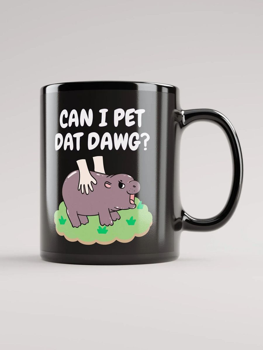 MOODENG'S CAN I PET DAT DAWG? BLACK GLOSSY MUG product image (1)