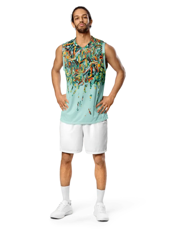 Colorful Destruction | Recycled Unisex Basketball Jersey product image (1)