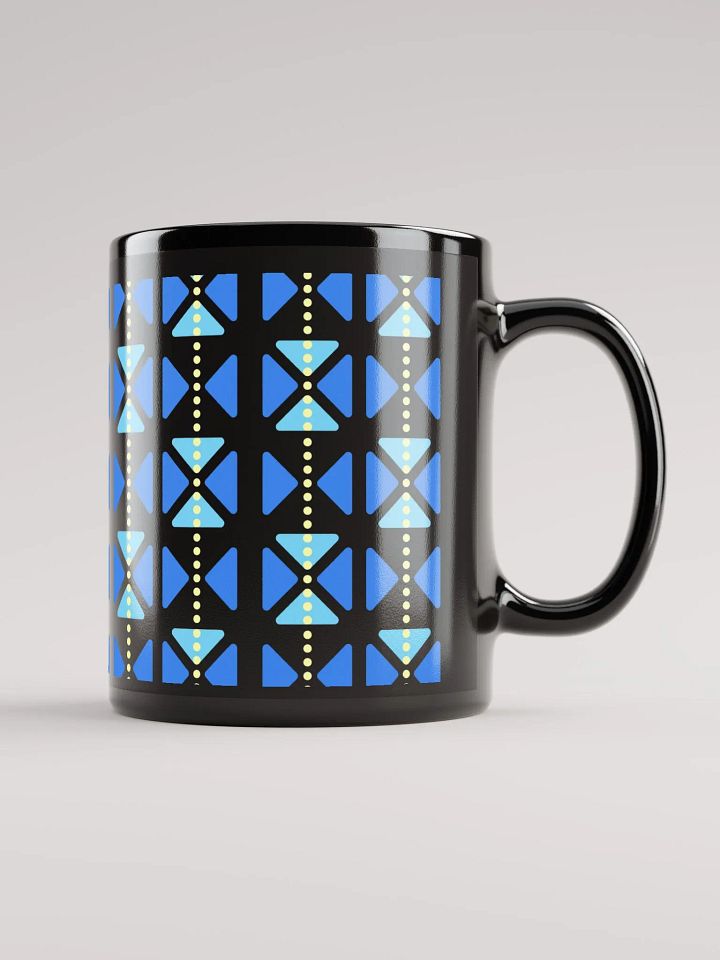 Blue Triangles And Yellow Dotted Lines Black Mug product image (1)