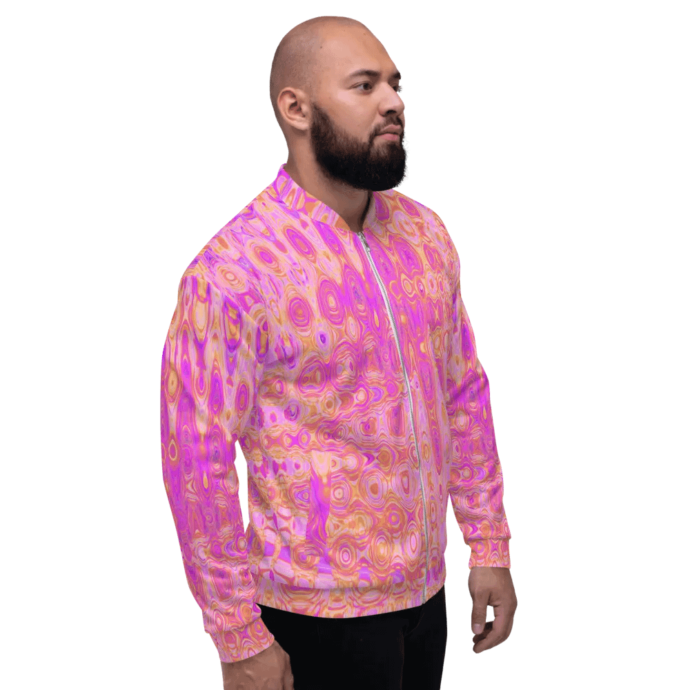 Cool Abstract Pink and Magenta Atomic Retro Zigzags Unisex Bomber Jacket product image (5)