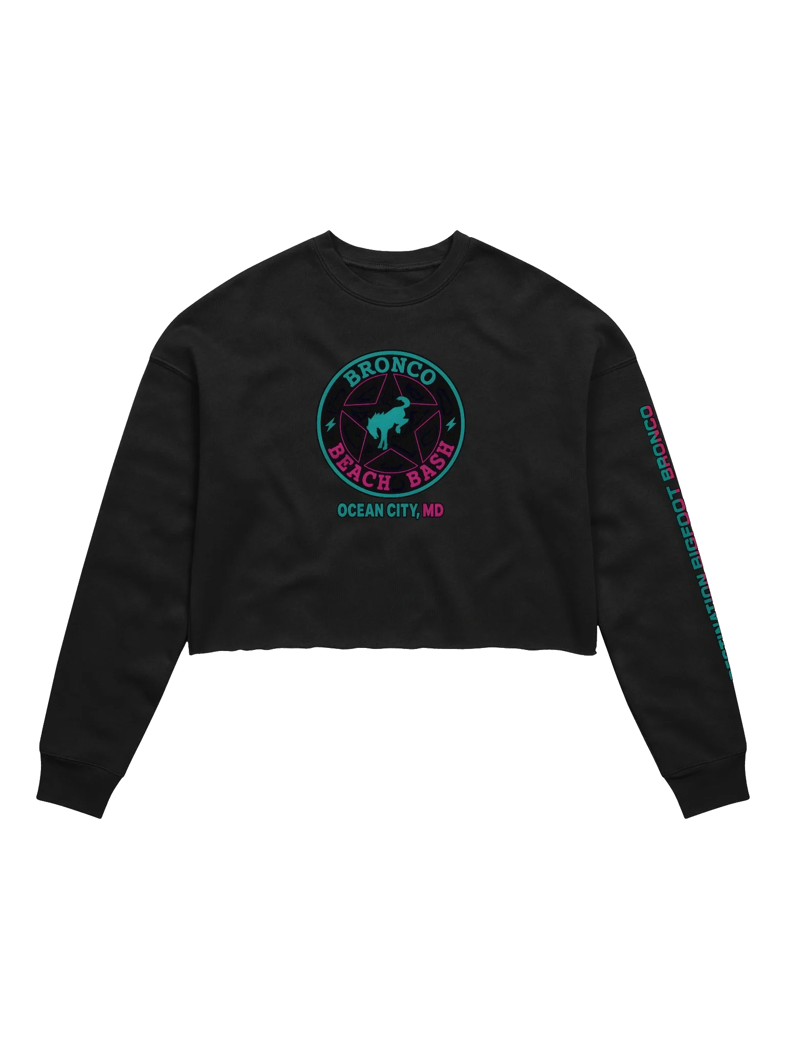 2025 Bronco Beach Bash Ocean City / Destination Bigfoot Bronco Collab | Bella+Canvas Women's Fleece Crop Sweatshirt (Multiple Colors Available) product image (1)