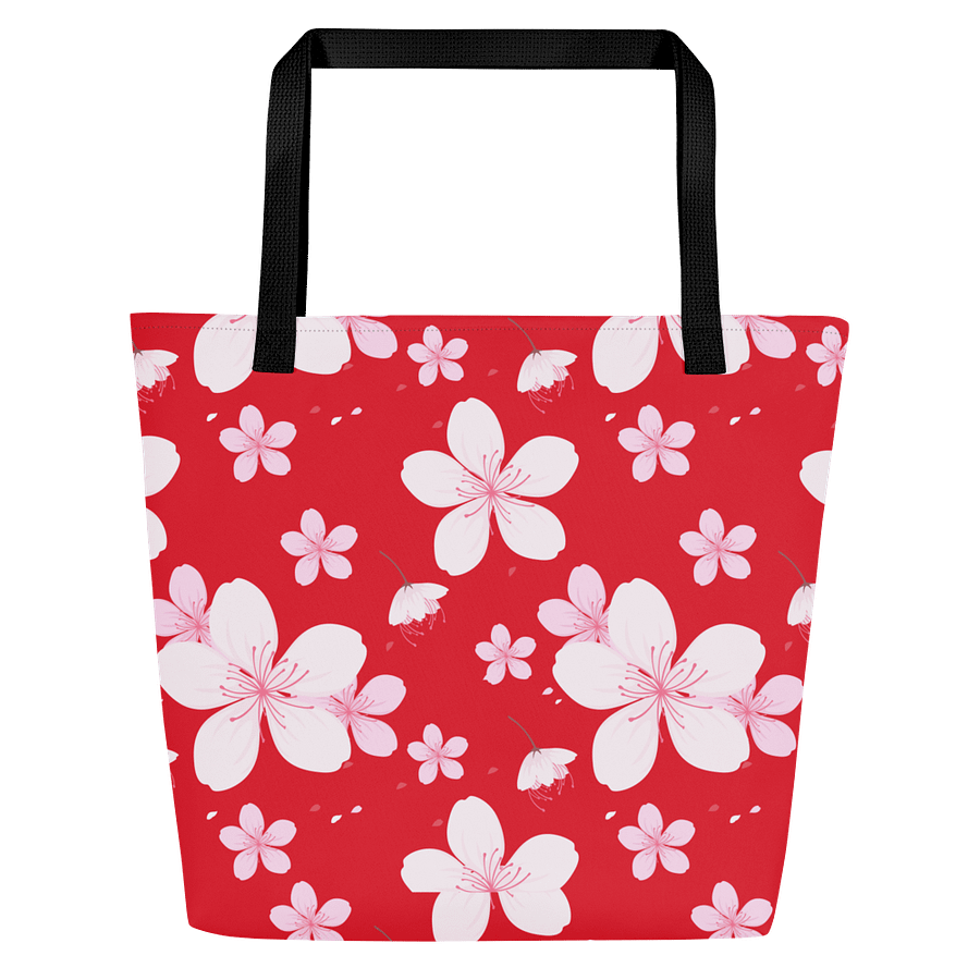 Cherry Blossom Bliss red Large Tote Bag product image (4)