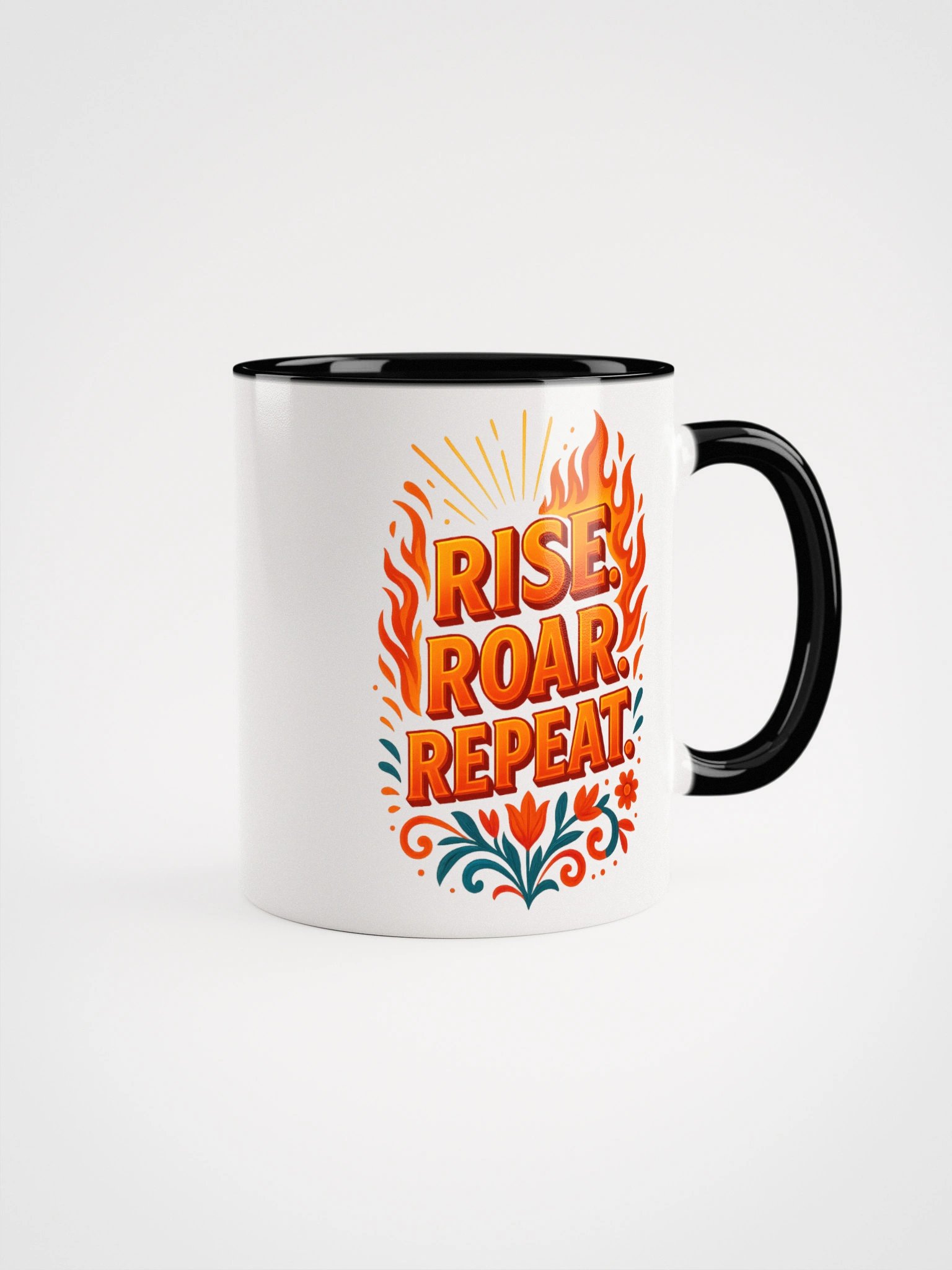 Rise. Roar. Repeat. Mug – Motivational Flame Coffee Cup product image (7)