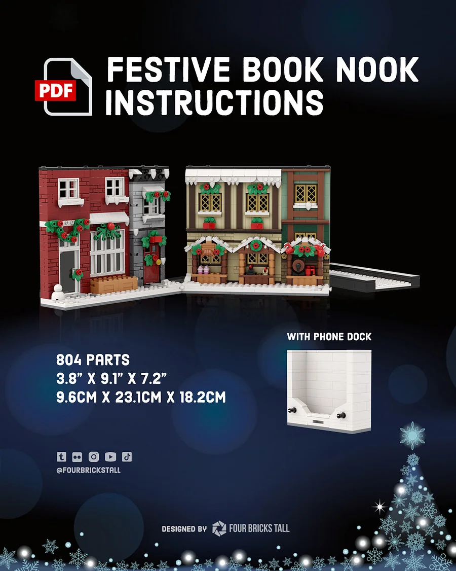 Free lego building instructions festive book nook with phone dock