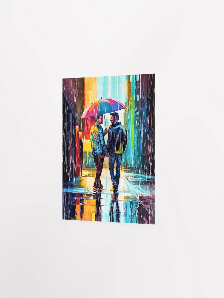 Gay Couple In The Rain – Colorful Two Hearts Matte Poster product image (13)