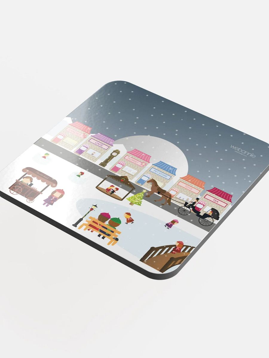 Glossed Cork Coaster - Christmas at the Park product image (4)