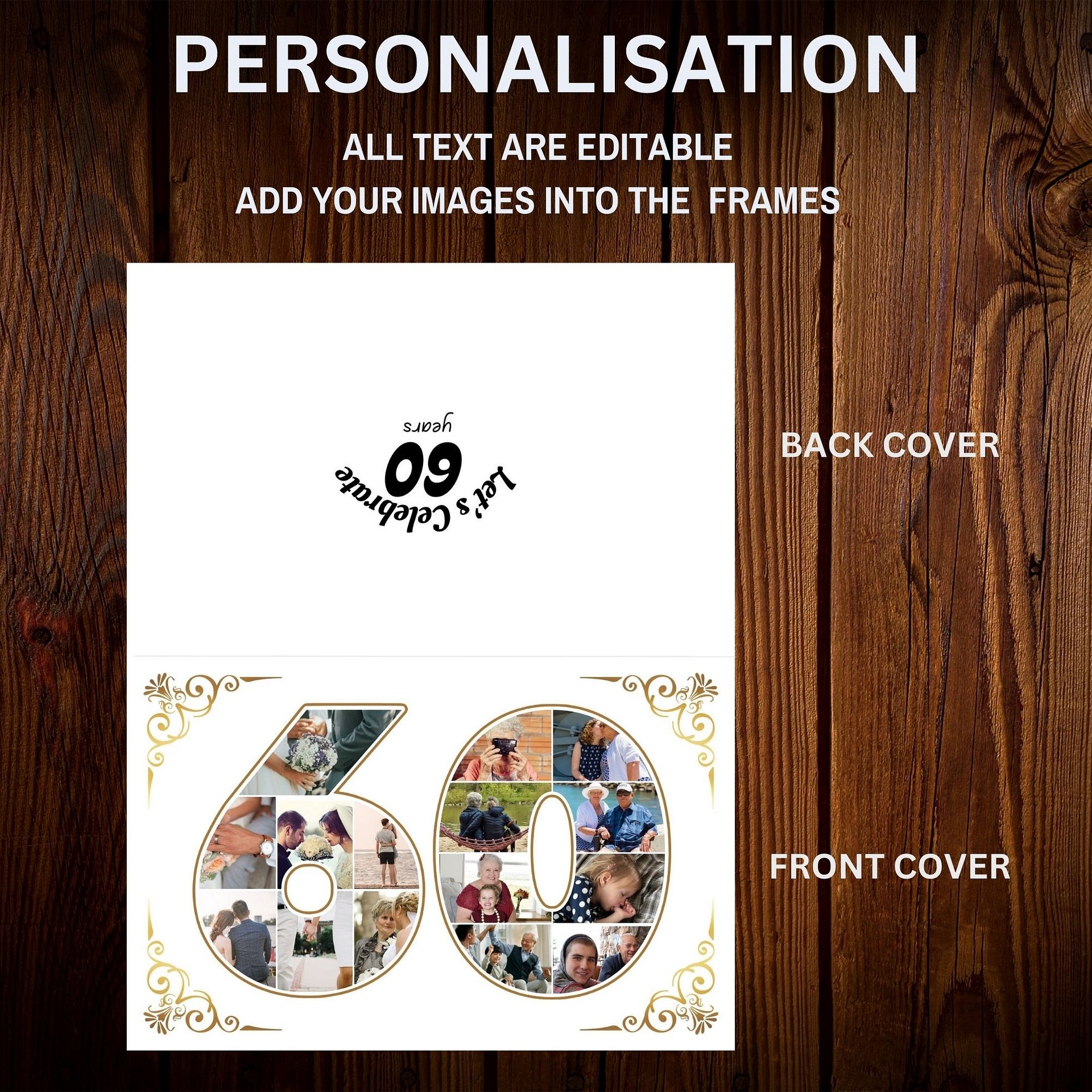 Sixty Year Celebration Card Photo Collage Canva Template product image (7)
