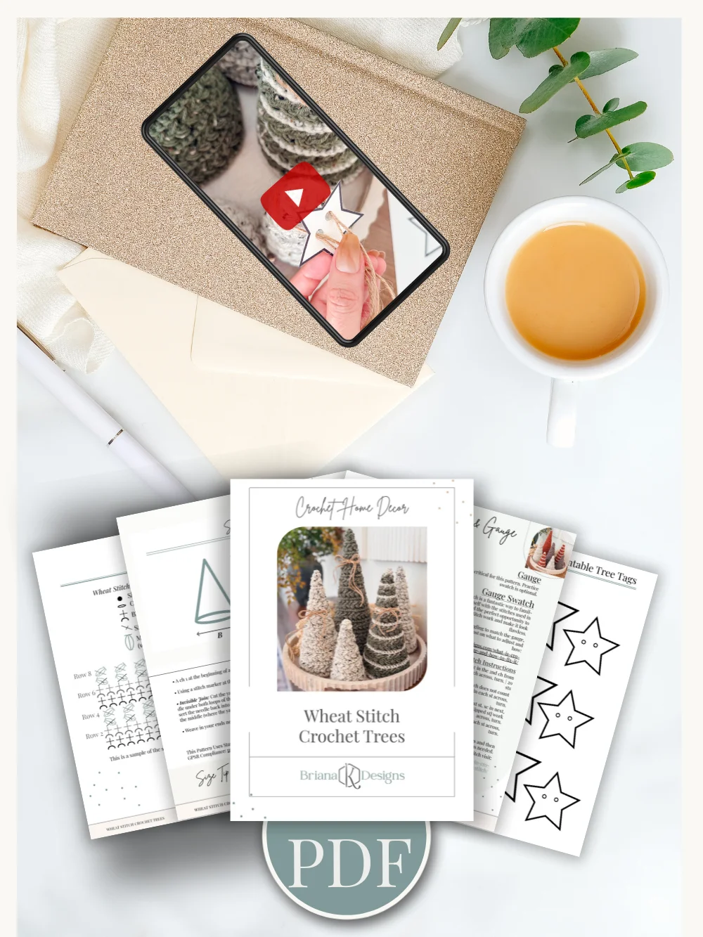 🎄🔔 Wheat Stitch™ Holiday Decor Bundle: Ornament, Wreath & Tree Crochet Patterns product image (7)