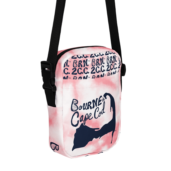 BOURNE to Cape Cod™ | Crossbody Bag | BRN.2C.C.™ | Utility On-the-Go | Coastal Cool Meets Everyday Carry | Navy Logos on Pink Tie-Dye🌊🎒 product image (1)