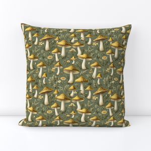 Seamless Pattern - Golden Mushrooms on Light Green product image (5)