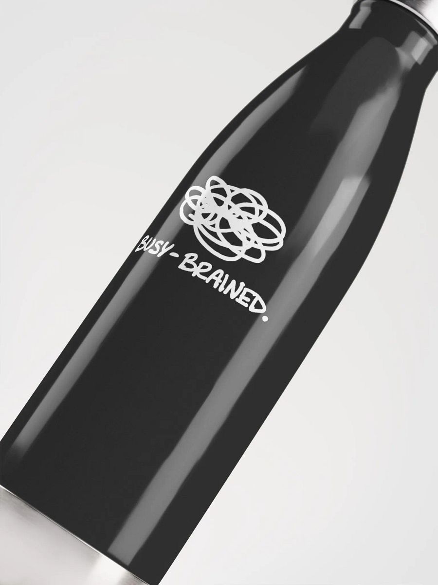 BUSY-BRAINED (white design) stainless steel water bottle product image (1)