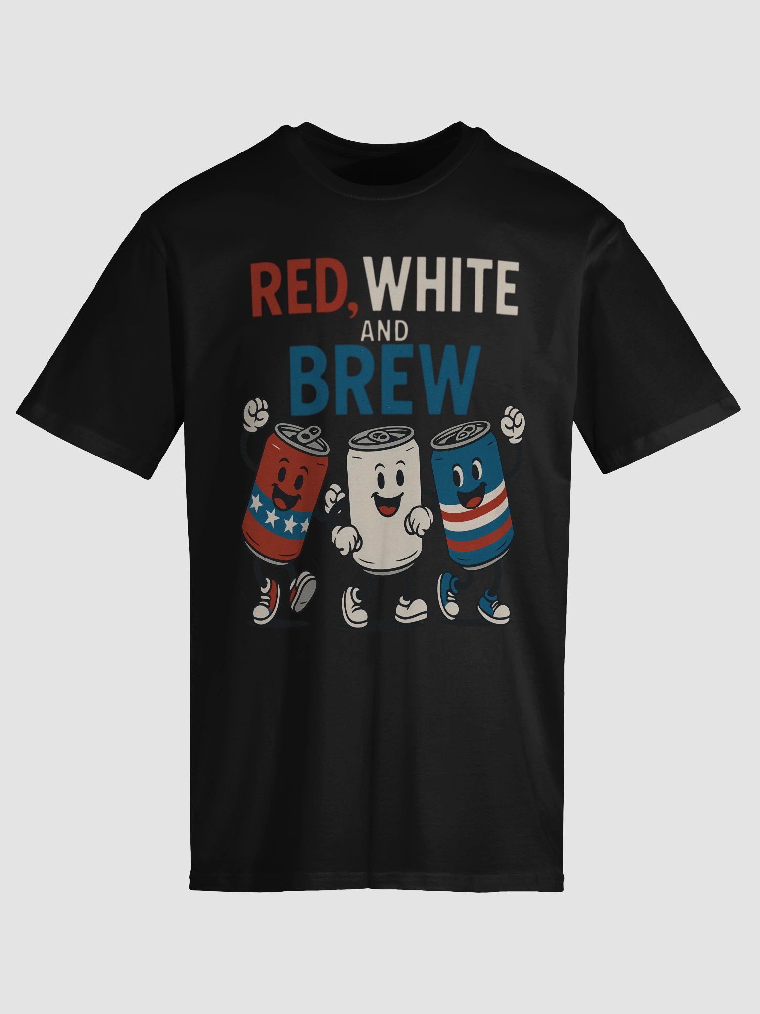 Red White and Brew 4th of July T-Shirt - Patriotic Beer & Soda Cans product image (8)