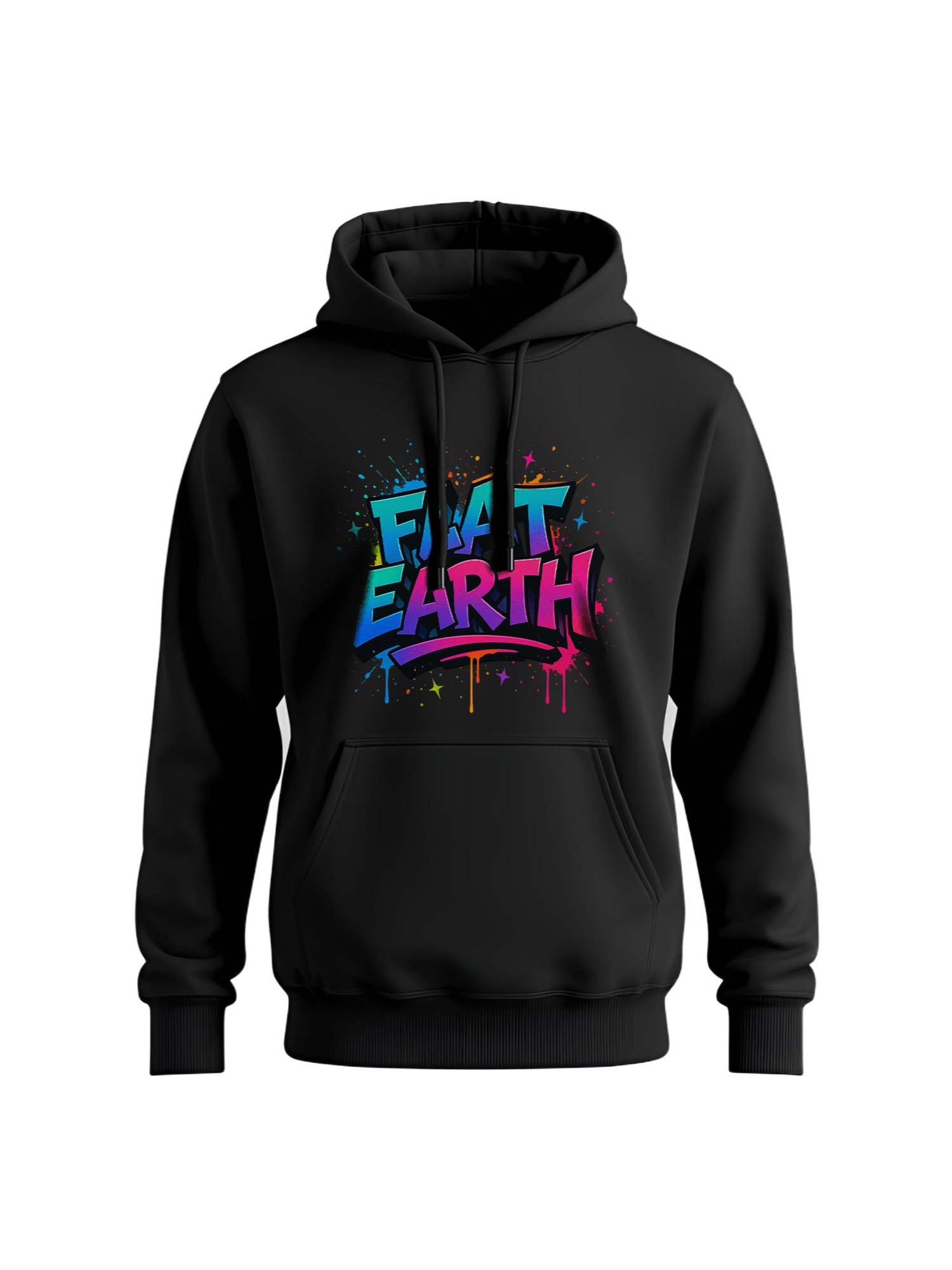 Flat Earth Vibrant Street Art Hoodie - Colorful Paint Splash Graffiti Design product image (1)