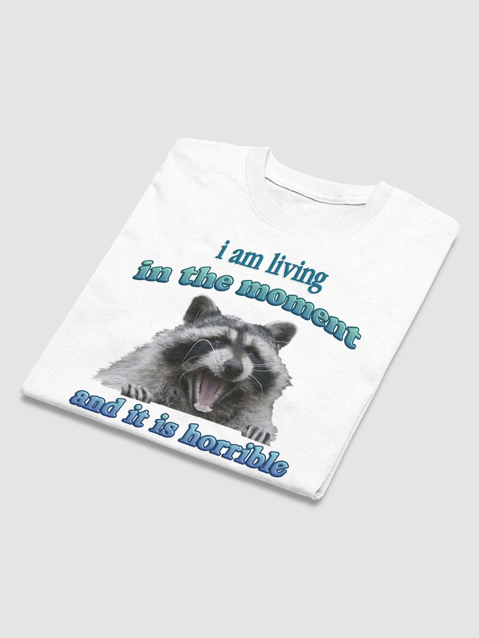 I am living in the moment (and it is horrible) raccoon T-shirt product image (10)