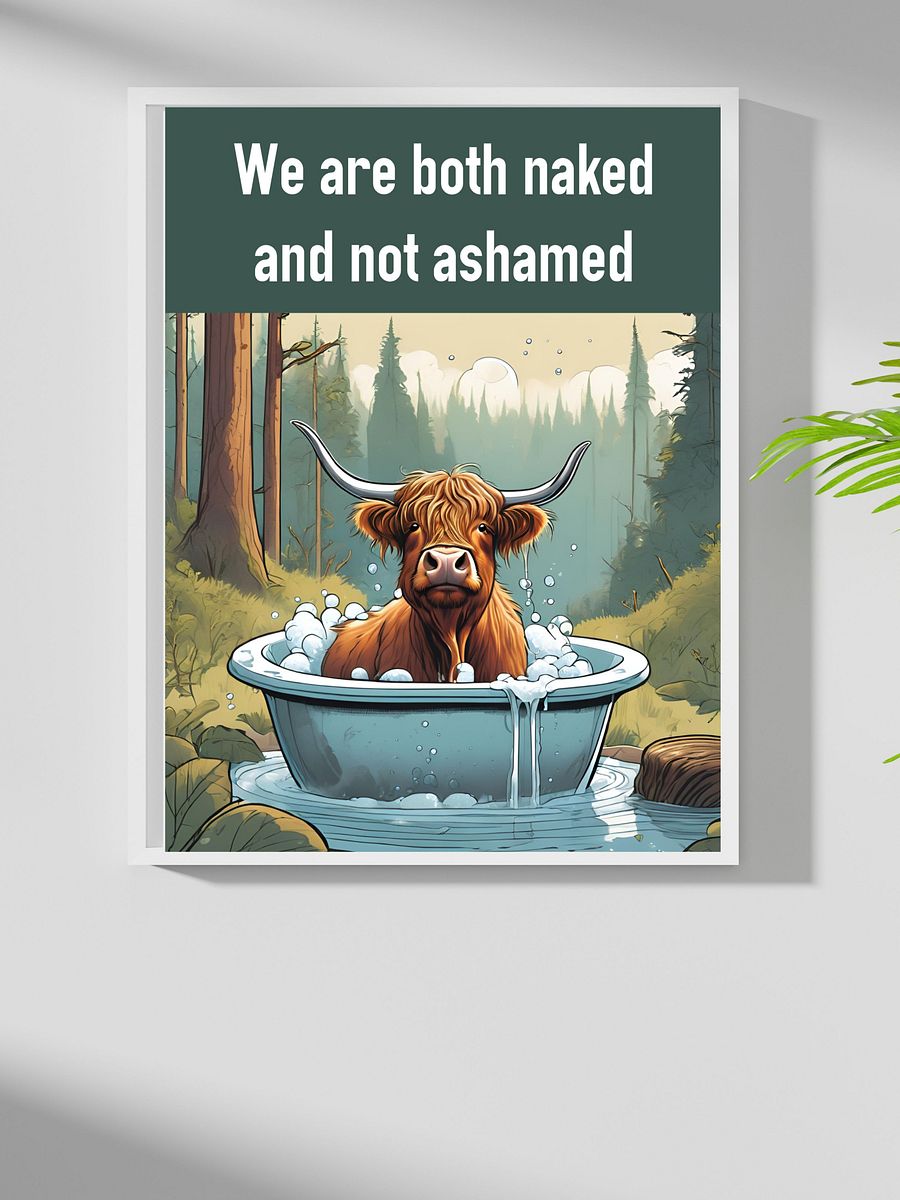 Highland Cow Enjoying Bubble Bath Bathroom Downloadable Wall Art product image (5)