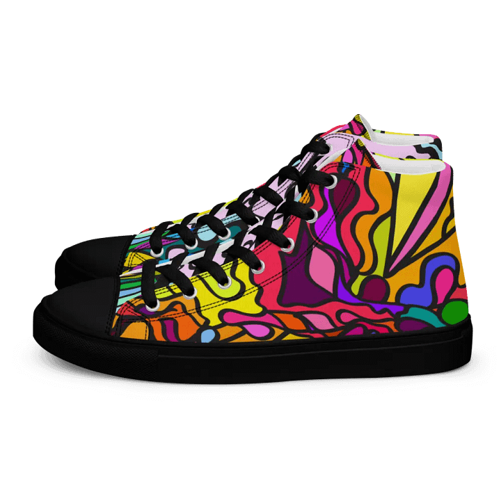 Fluidity in Color Men's High Top Canvas Shoes - Wave at Sunset product image (1)
