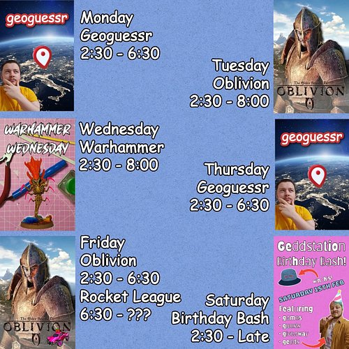 hello instagram - here's a litle schedule from
me. sorry it's sort of ugly i didn't really know
how to format it

monday-geog...