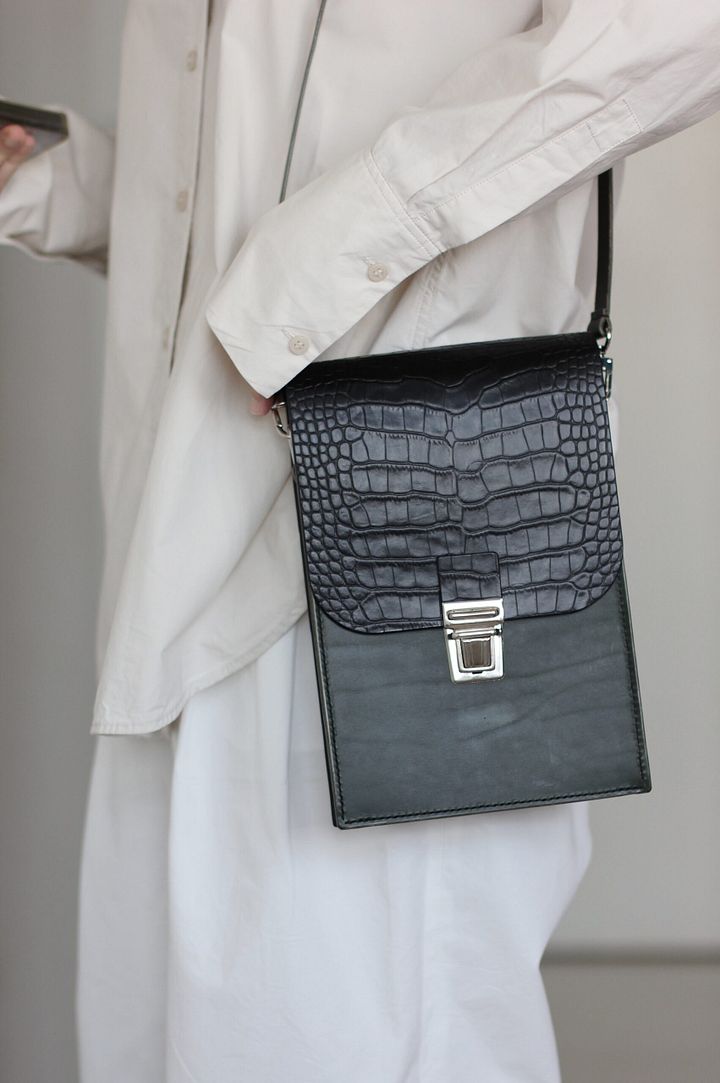 Croc Embossed Vegetable Tanned Leather Satchel product image (1)