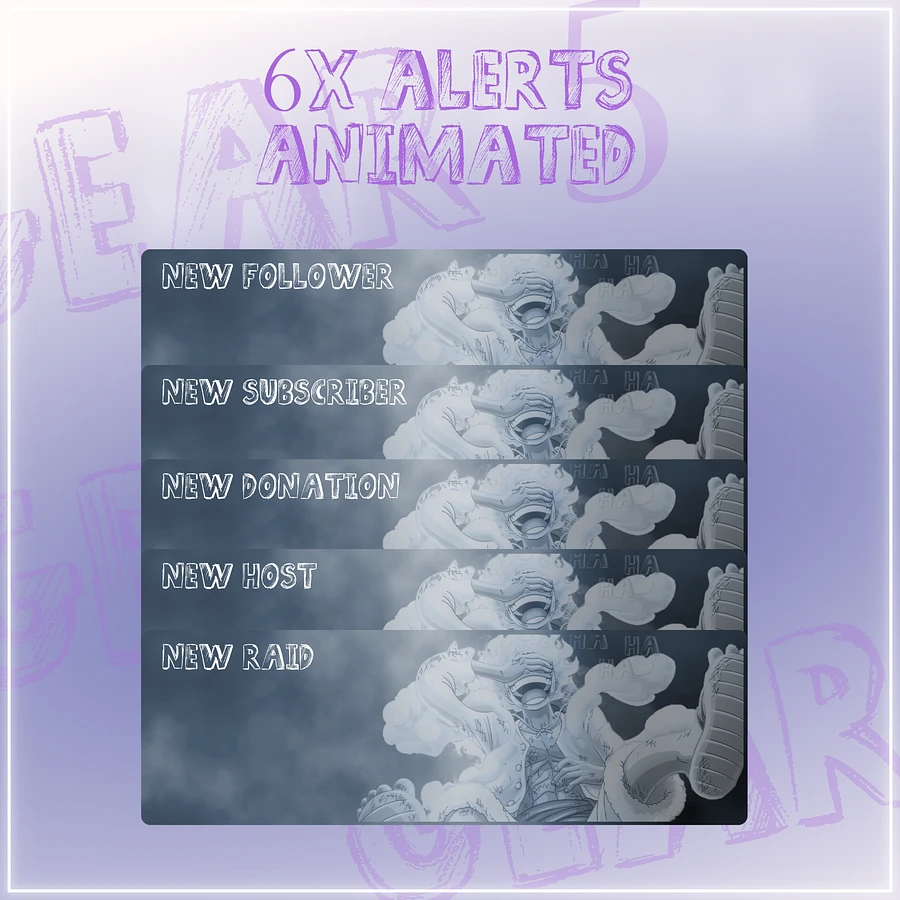 Gear 5 Stream overlay animated pack, Gear five stream pack, Gear 5 luffy overlay, One piece gear 5 luffy stream overlay animated pack product image (4)