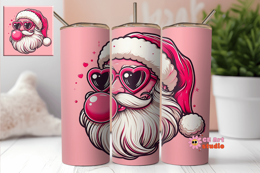 Santa Blowing Bubble Tumbler Wrap PNG product image (1)