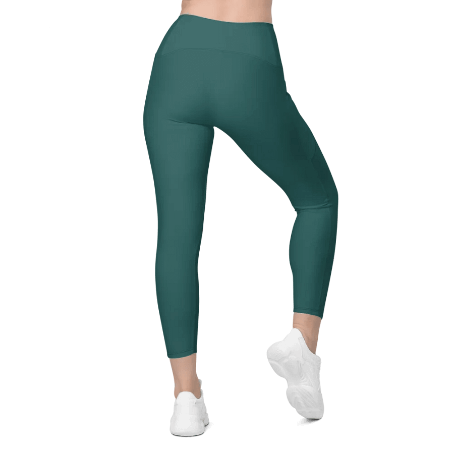 Plain Teal Green Soft Summer Women's High Waisted Premium Crossover Leggings with Pockets by Treasure Pie product image (3)