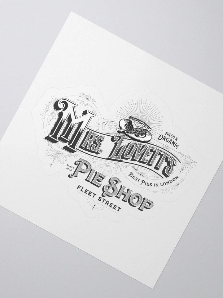 Mrs. Lovett’s Pie Shop Sticker – Kiss-Cut Vinyl Decal for Sweeney Todd Collectors product image (2)