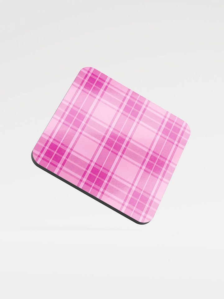 Pink Plaid Cork Coaster product image (1)