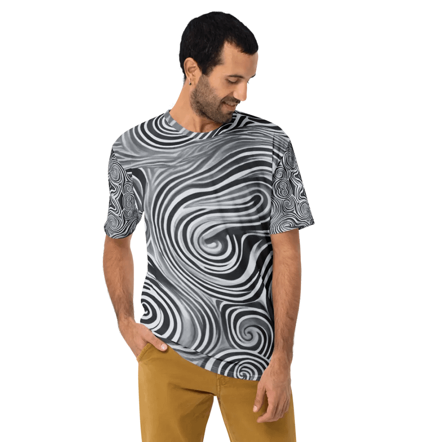 Funky Black and White Noir Liquid Tie-Dye Men's T-shirt product image (9)