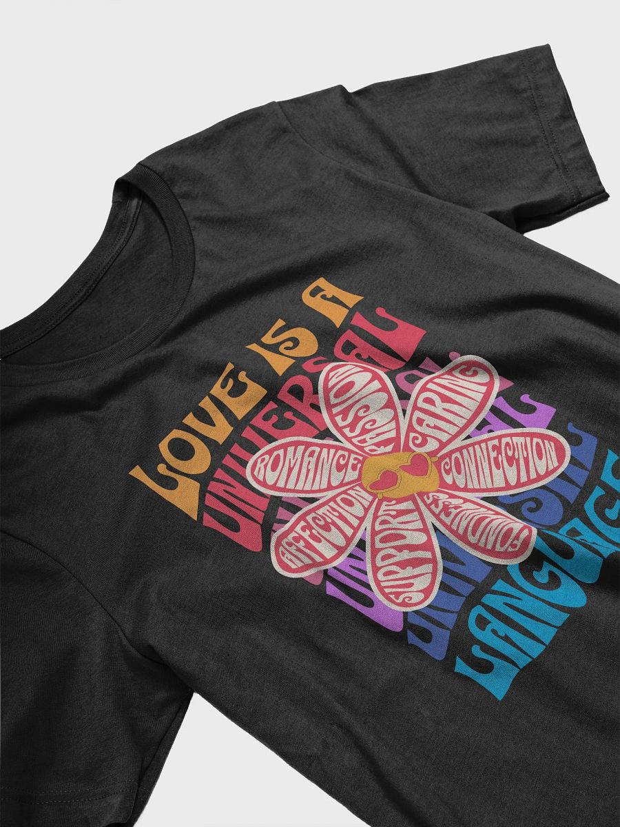 Love is universal language flower groovy T-shirt retro style, sunflower typography tee product image (3)