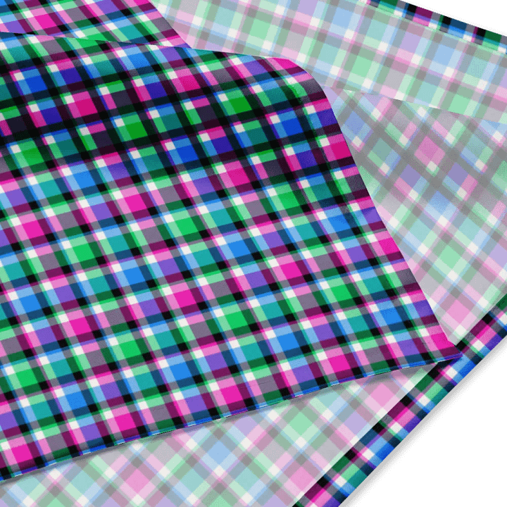 Magenta, Green, and Blue Plaid Bandana product image (2)