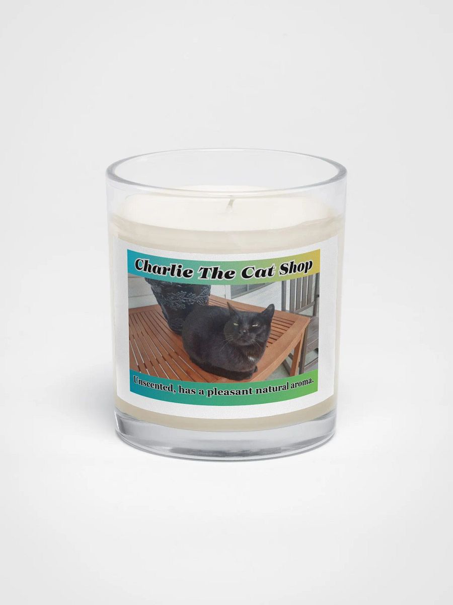 Charlie The Cat Soy Wax Candle In A Clear Glass Jar product image (1)
