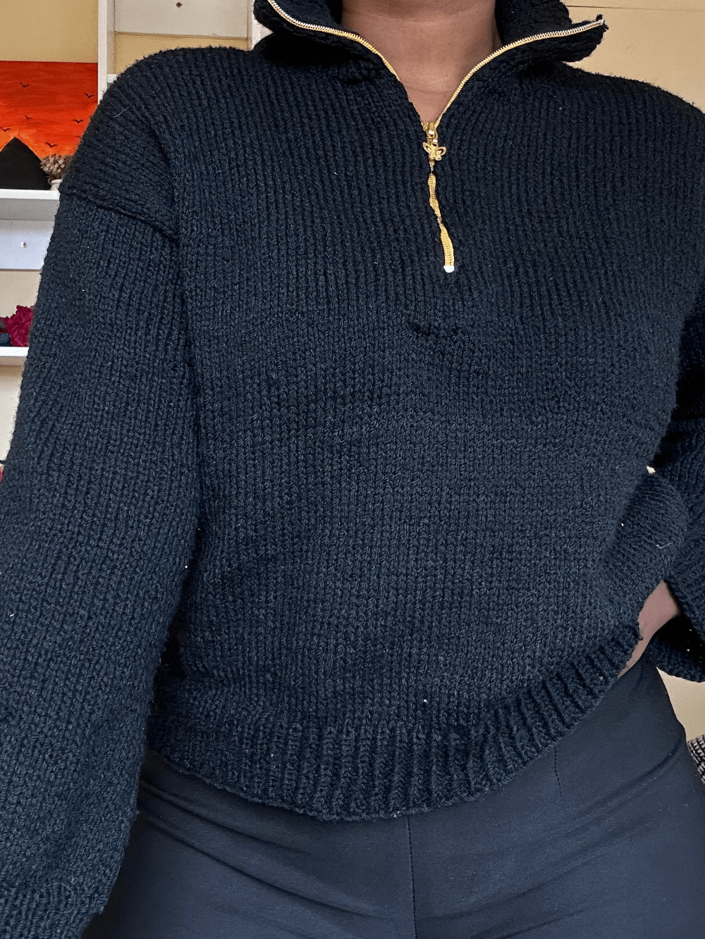 Knit Drop Shoulder zipper Sweater product image (4)