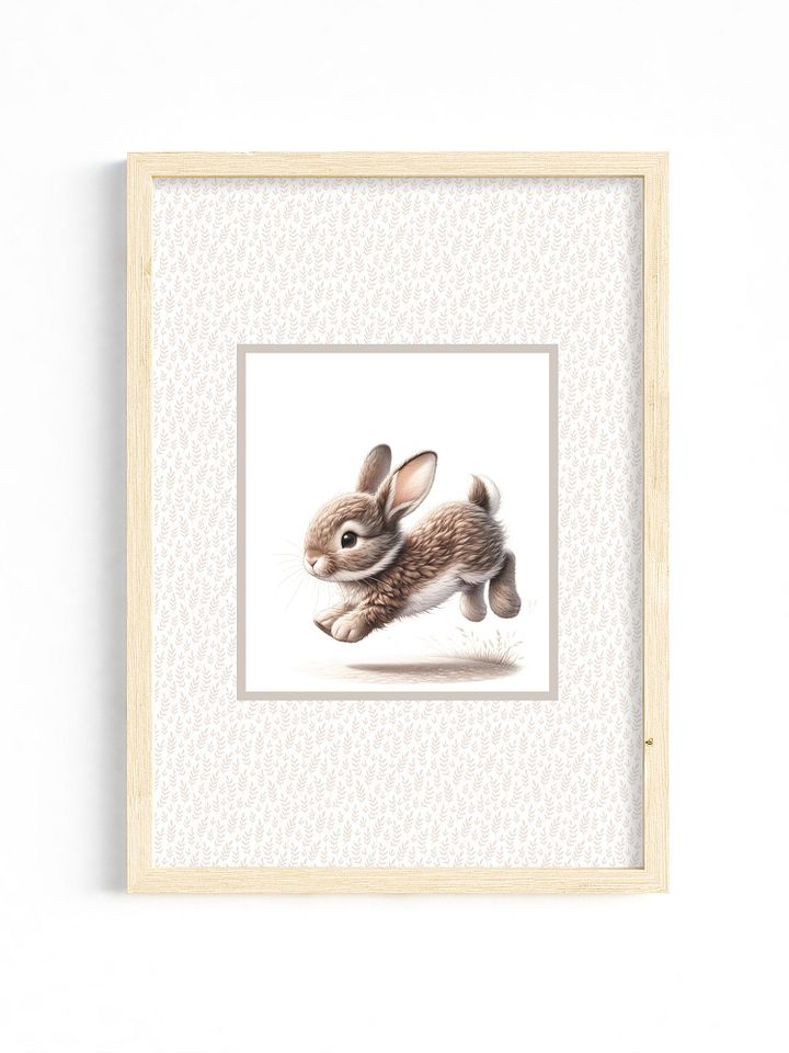 Cute Bunny with Zoomies, Boho Nursery Print product image (1)