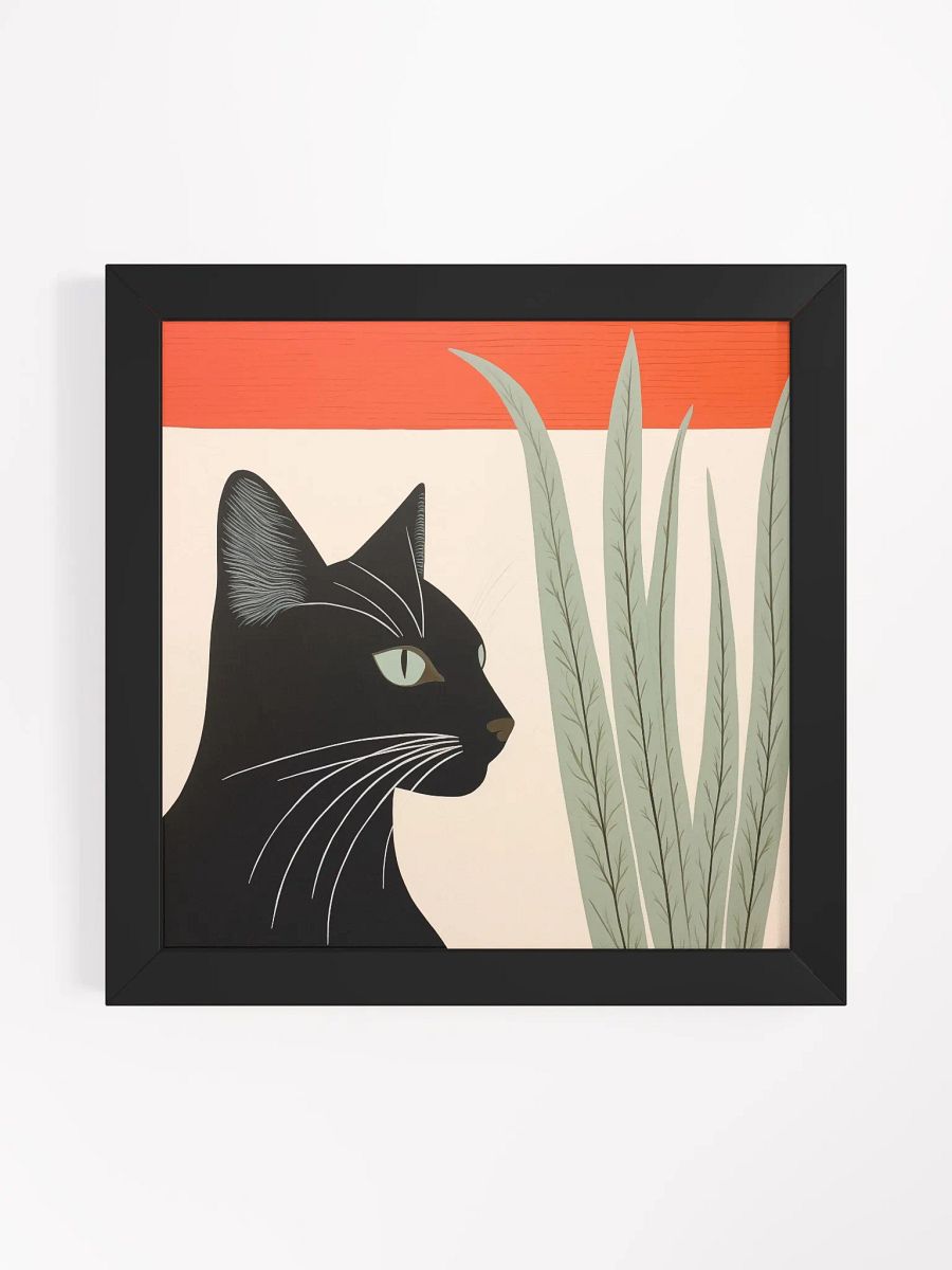 Whiskers & Foliage: Modern Cat Illustration Poster product image (4)