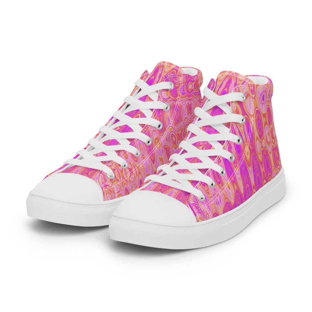Cool Abstract Pink and Magenta Atomic Retro Zigzags High Tops for Women product image (4)