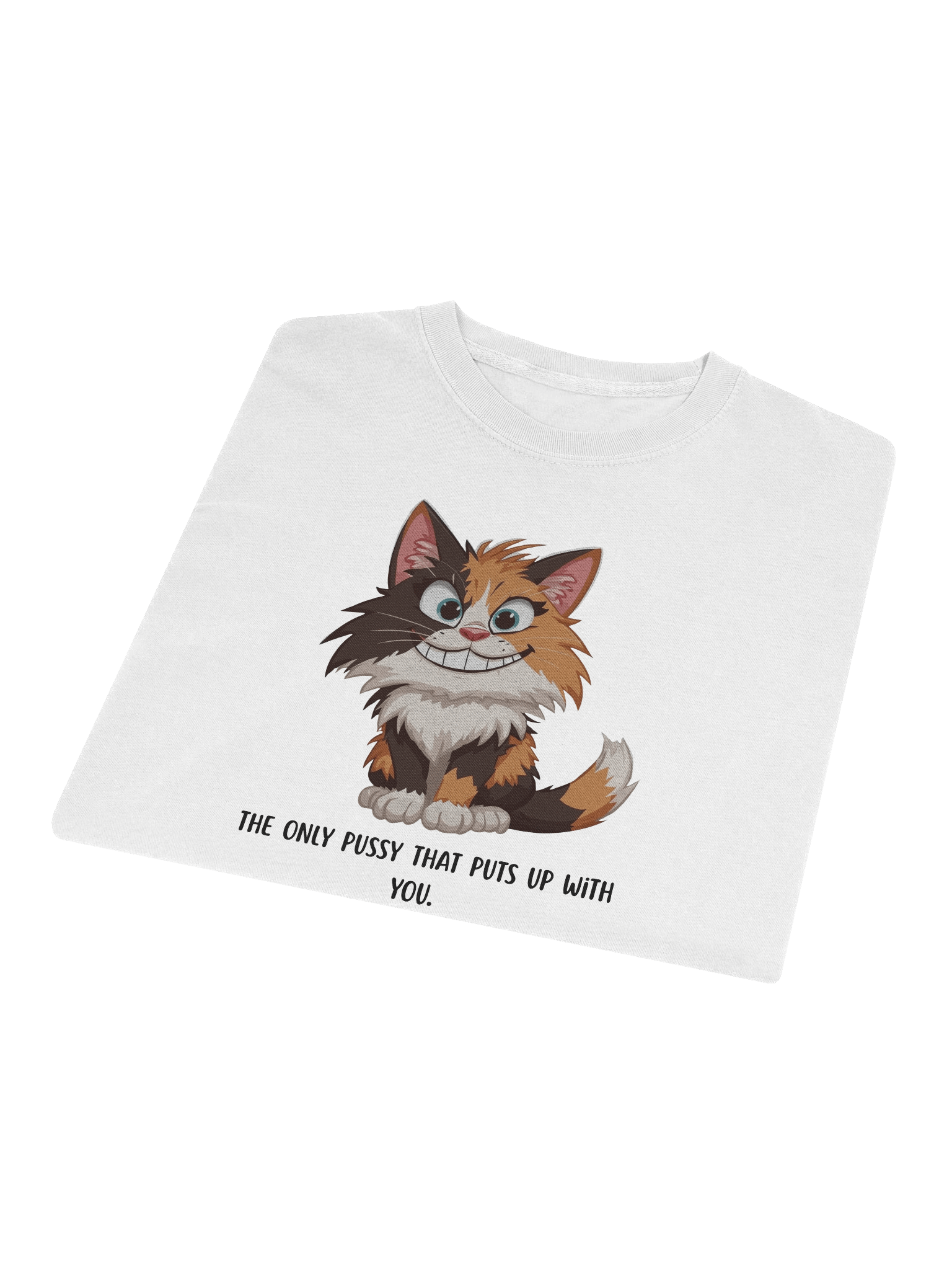 "The Only Pussy That Puts Up With You" – Funny Calico Cat Long Sleeve T-Shirt | Sarcastic Humor Long Sleeve Tee product image (1)