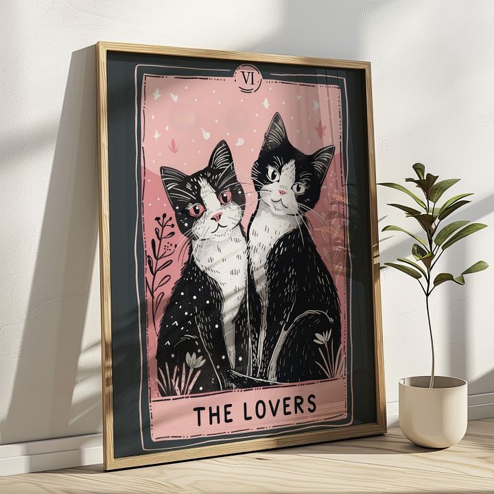 The Lovers Tarot Card Feline Art Print product image (1)