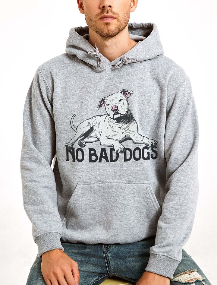 No Bad Dogs Hooded Sweatshirt of a Pitbull Terrier (White) | Funny Hoodie for Pittie and Staffordshire Owners product image (24)