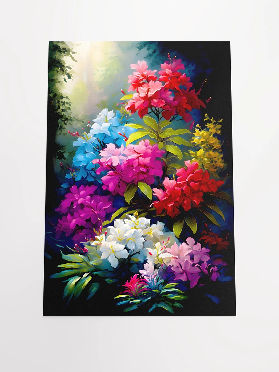 Sunlit Serenade - Vivid Rhododendron Garden Floral Matte Poster product image (3)