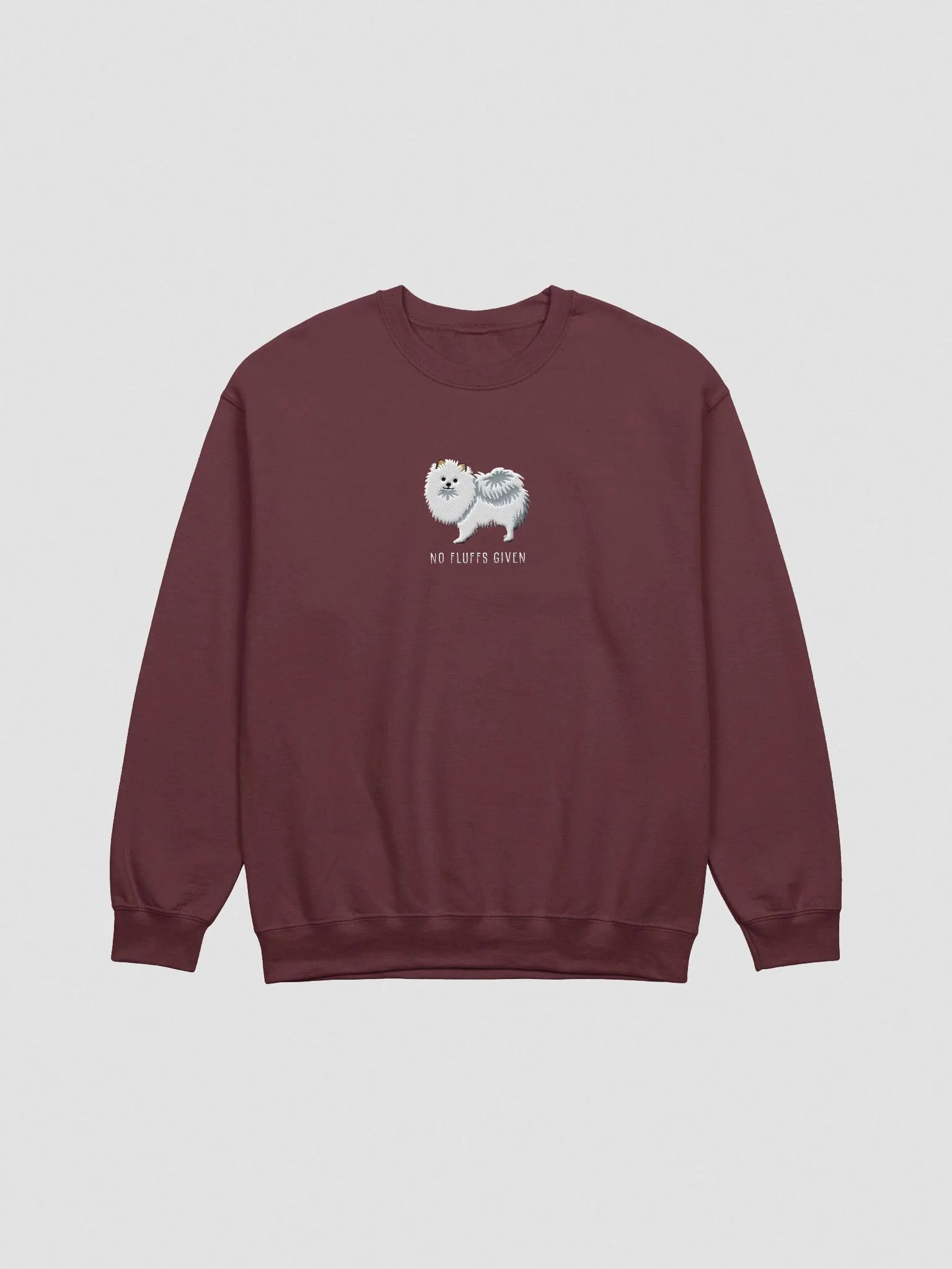 No Fluffs Given Sweatshirt (Embroidered) of a Pomeranian(White) product image (4)