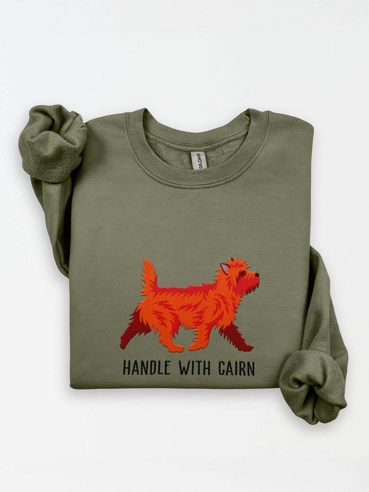 Handle with Cairn Sweatshirt (Embroidered) of a Cairn Terrier(Red) product image (1)