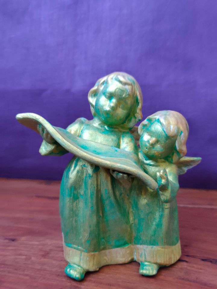 Dupla de Anjos Cantores Verdes - Exclusiva, Pintada à Mão product image (2)