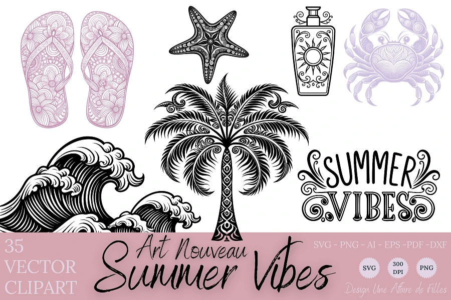 SUMMER VIBES - Art Nouveau - 35 Vectors product image (1)